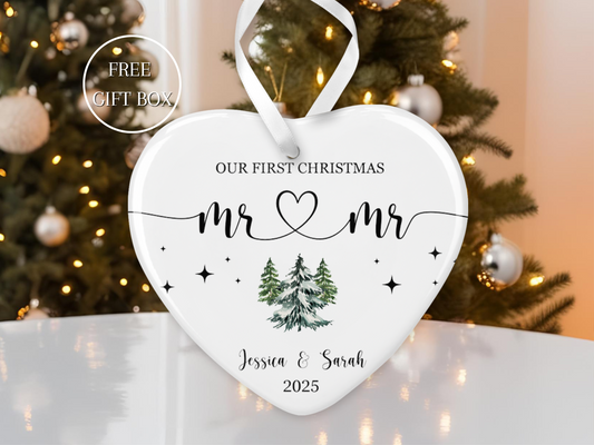 Mr.& Mrs. Ornament,Personalized Wedding Gift,First Christmas Keepsake, Our First Christmas as Mr Mrs Newlywed or Housewarming Gift Idea