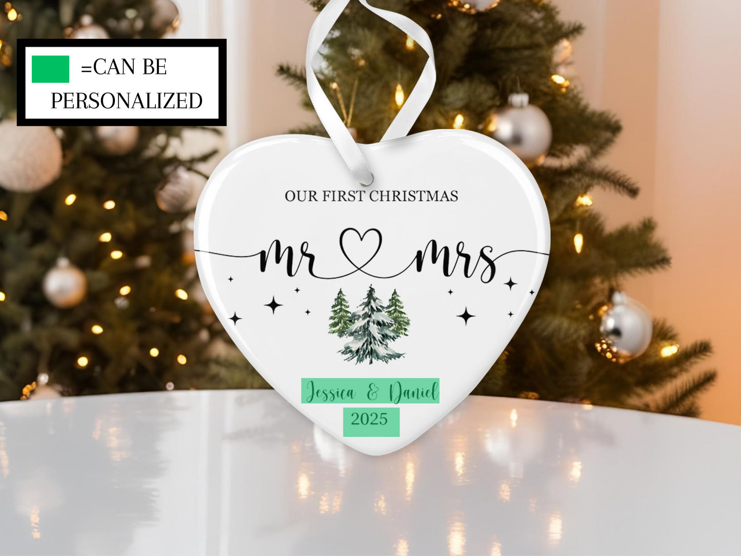 Mr.& Mrs. Ornament,Personalized Wedding Gift,First Christmas Keepsake, Our First Christmas as Mr Mrs Newlywed or Housewarming Gift Idea