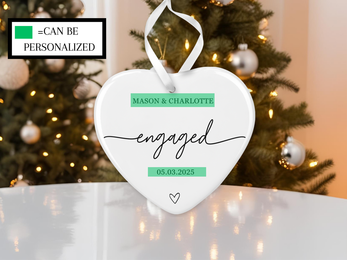 Engaged Ornament 2025,Personalized Engagement Ornament with Names & Date ,Custom Wedding Gift ,First Christmas Engaged Keepsake