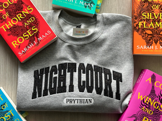Night court embroidered sweatshirt, city of starlight , SJM sweater, velaris, ACOTAR sweatshirt,Embroidered Sweatshirt