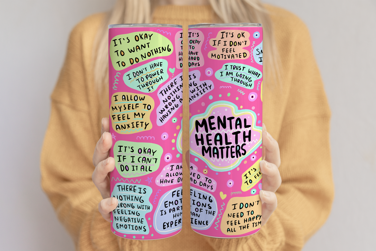 Mental Health Tumbler ,Daily Affirmations Tumbler, 20oz Daily affirmations tumbler , gift for her, best friend tumbler,mental breakdown