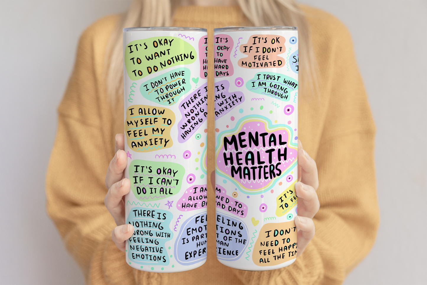 Mental Health Tumbler ,Daily Affirmations Tumbler, 20oz Daily affirmations tumbler , gift for her, best friend tumbler,mental breakdown