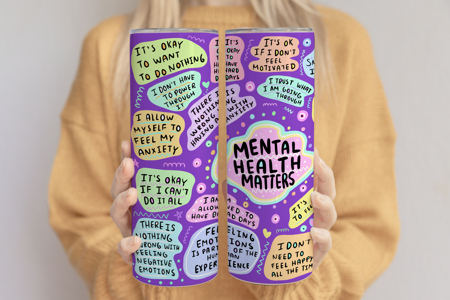 Mental Health Tumbler ,Daily Affirmations Tumbler, 20oz Daily affirmations tumbler , gift for her, best friend tumbler,mental breakdown
