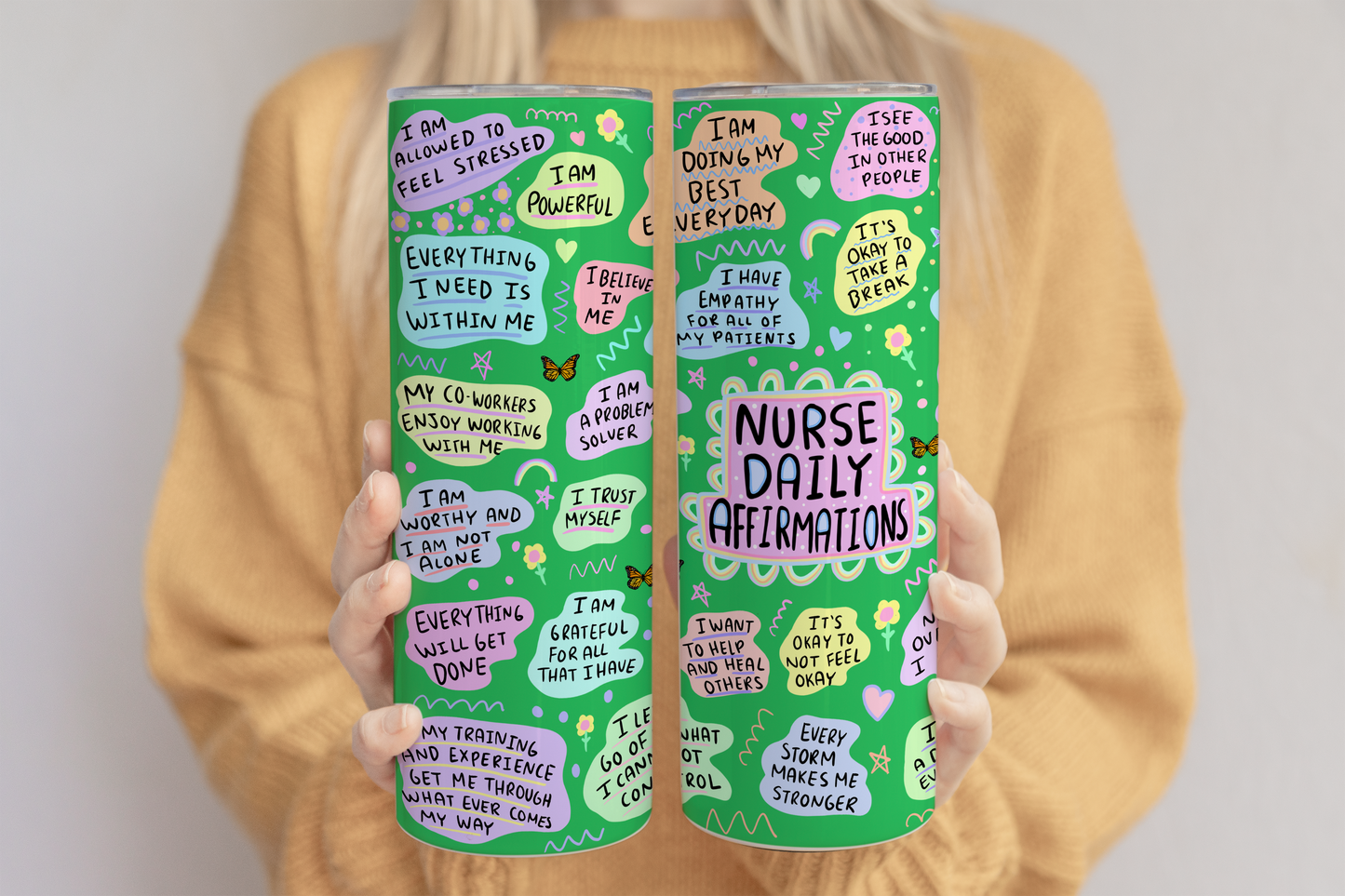 Nurse Affirmation Tumbler ,Daily Affirmations Tumbler, 20oz Daily affirmations tumbler
