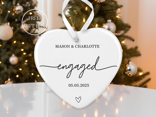 Engaged Ornament 2025,Personalized Engagement Ornament with Names & Date ,Custom Wedding Gift ,First Christmas Engaged Keepsake